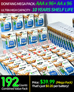 192-Pack Alkaline Batteries Combo (96 AA & 96 AAA), 1.5V Double A Triple A Household Battery Variety Pack