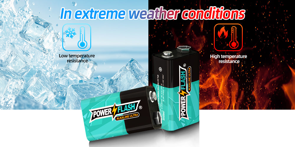 9V Alkaline Batteries, Long-Lasting 9 Volt Square Batteries, 10-Year Shelf Life, Leak-Proof Power for Smoke Alarms, Microphones and Toys - Power Flash
