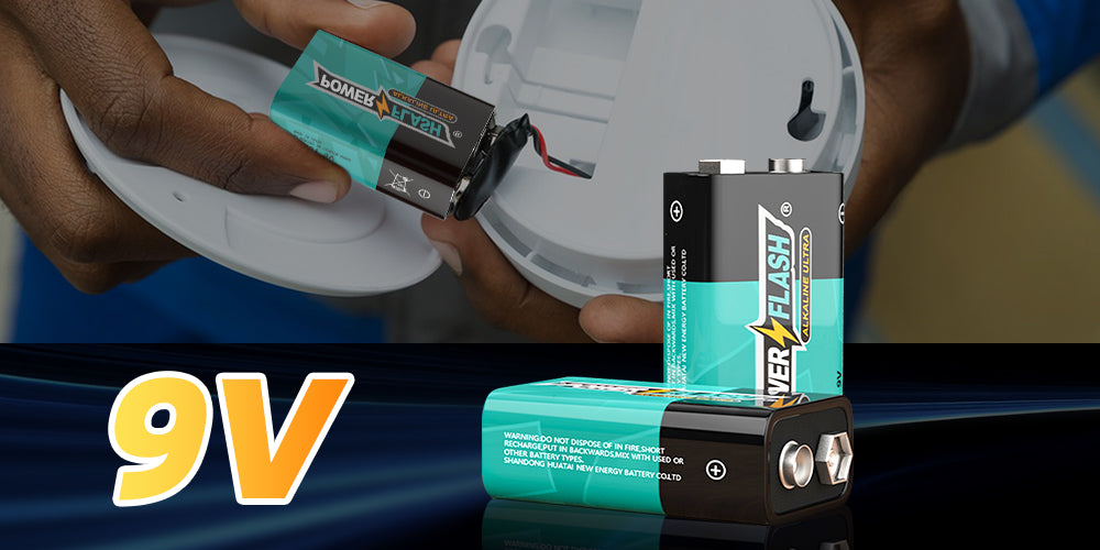 9V Alkaline Batteries, Long-Lasting 9 Volt Square Batteries, 10-Year Shelf Life, Leak-Proof Power for Smoke Alarms, Microphones and Toys - Power Flash