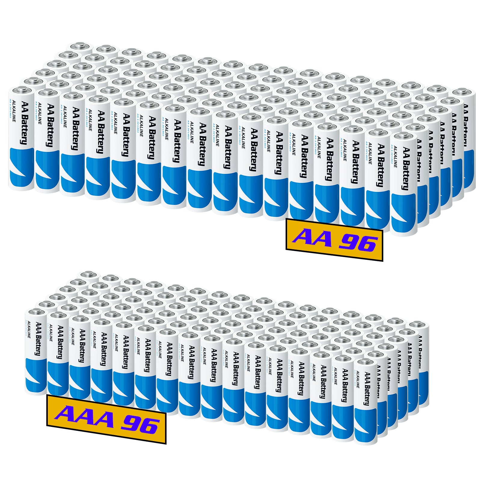 192-Pack Alkaline Batteries Combo (96 AA & 96 AAA), 1.5V Double A Triple A Household Battery Variety Pack