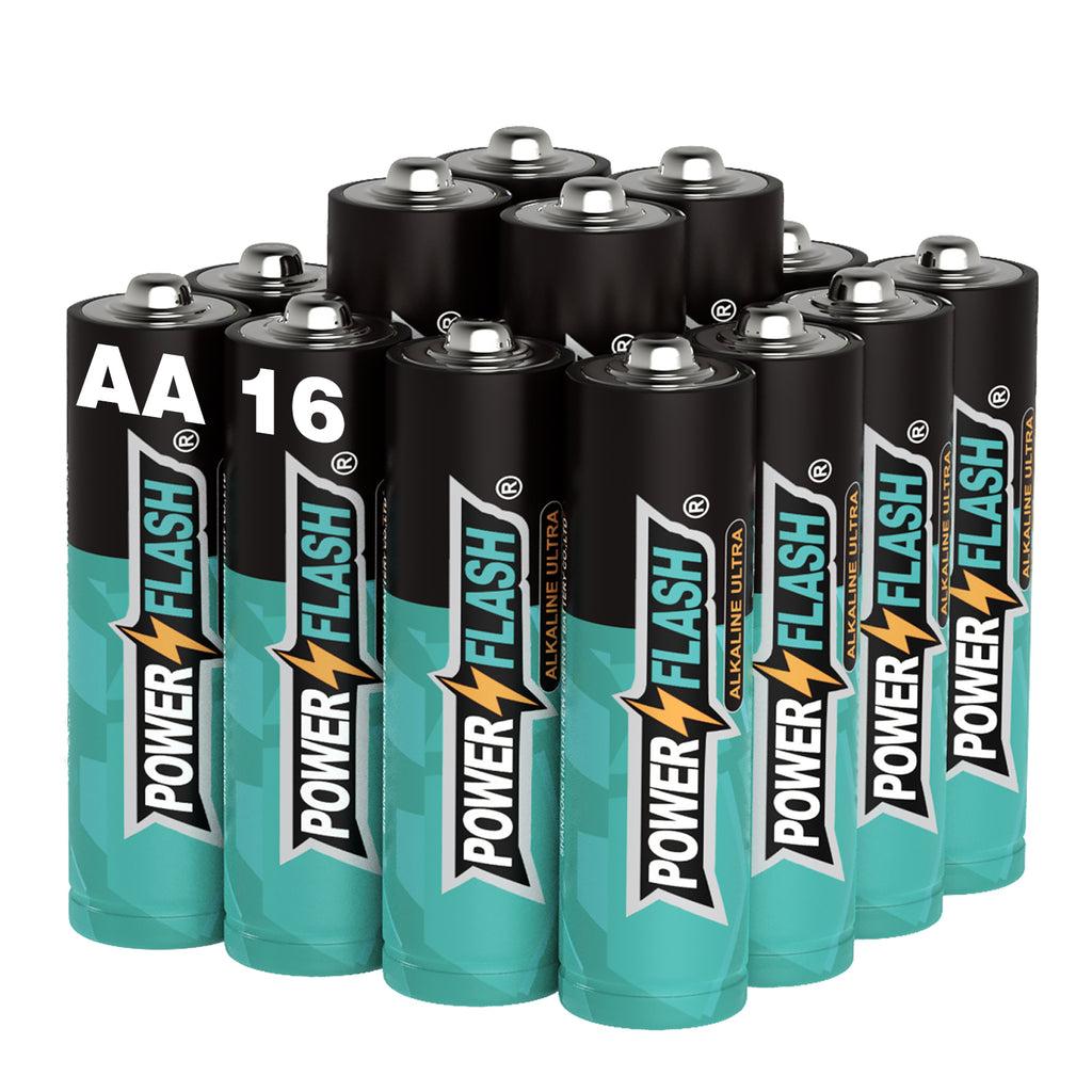 AA Power Flash Alkaline Batteries (16-Pack), Leak-Proof | For Controllers, Toys and More