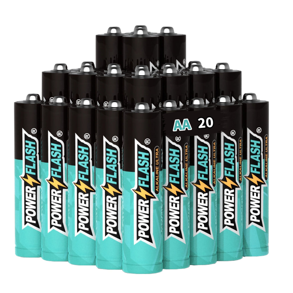 AA Alkaline Batteries Power Flash (20-Pack), 1.5V Long-Lasting Double A Battery
