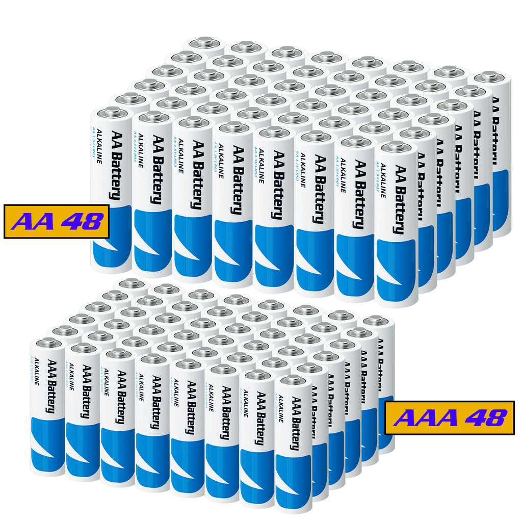 96-Pack Alkaline Batteries Combo (48 AA & 48 AAA), 1.5V Double A Triple A Household Battery Variety Pack