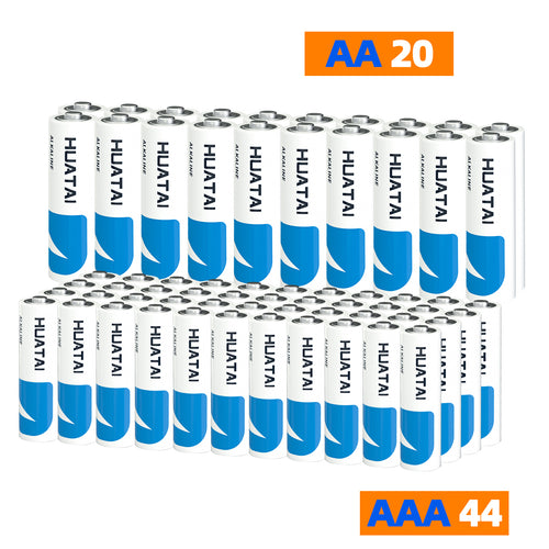 High-Performance AA & AAA Alkaline Batteries (64-Pack) - 20 AA, 44 AAA