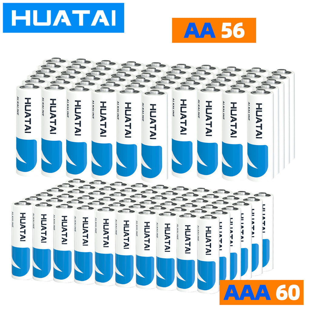 Huatai EBL AA & AAA Alkaline Batteries 56 AA, 60 AAA Combo, 1.5V