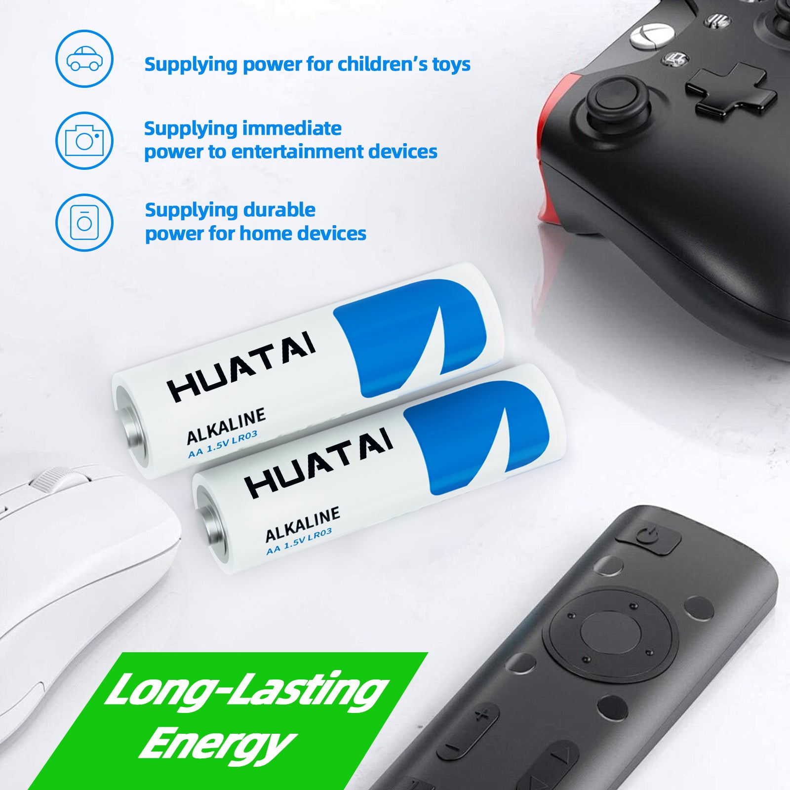 Batteries Double A and Triple A 56 Count (28 AA, 28 AAA) 1.5V Alkaline Bulk Pack, Leak-Proof Battery Replacement – Huatai EBL