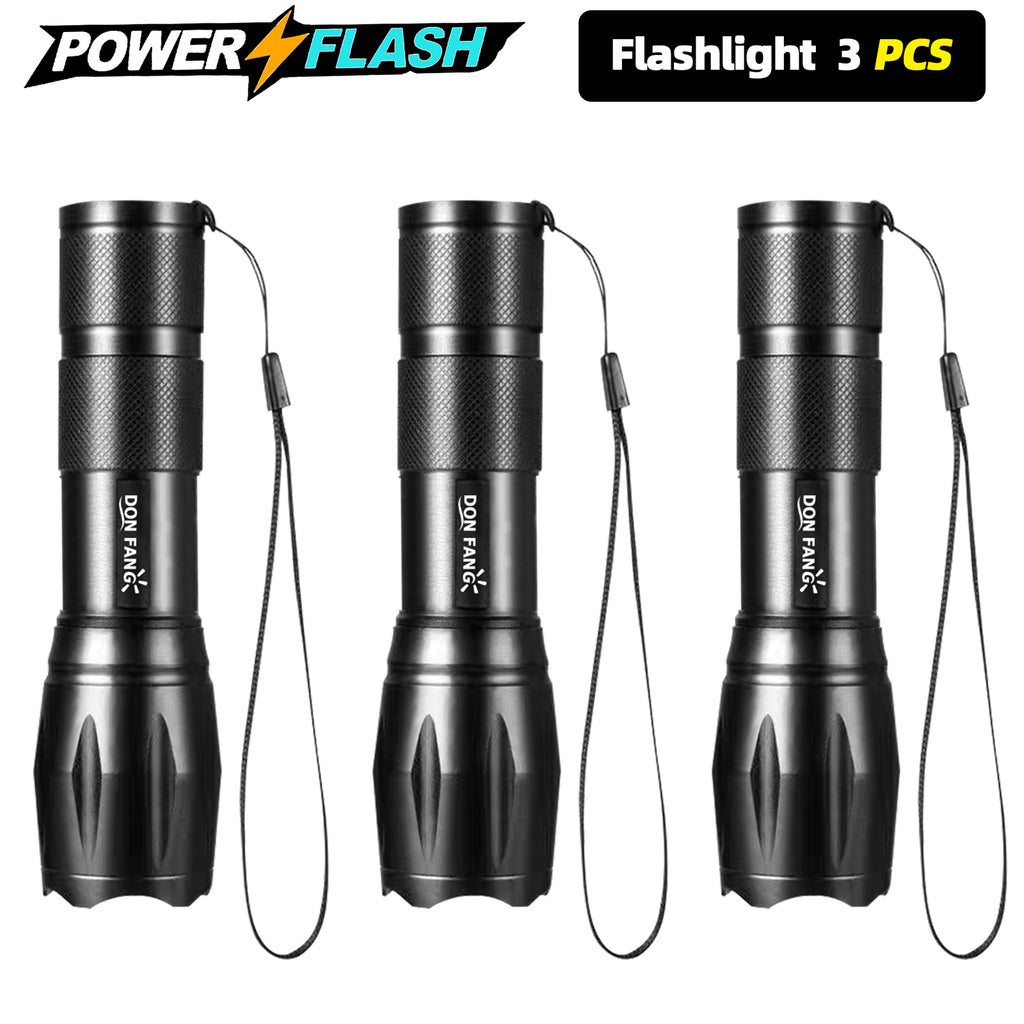 LED Flashlight, Powered by 3 AAA Batteries, Reliable Non-Rechargeable Handheld Light for Emergency, Camping, Home Power Outages (3 Batteries Included)