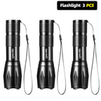 LED Flashlight, Powered by 3 AAA Batteries, Reliable Non-Rechargeable Handheld Light for Emergency, Camping, Home Power Outages (3 Batteries Included)