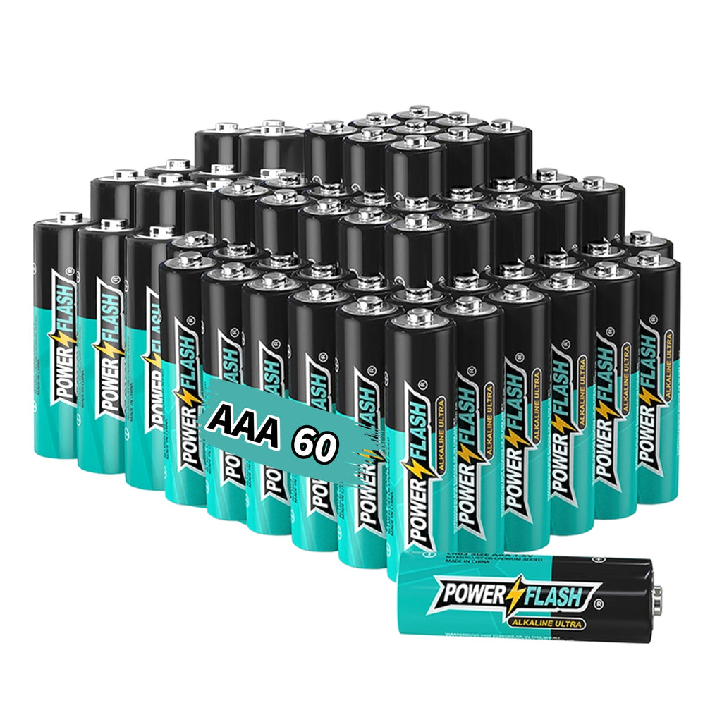 AAA Alkaline Batteries Power Flash (60-Pack), 10-Year Shelf Life & Leak-Proof
