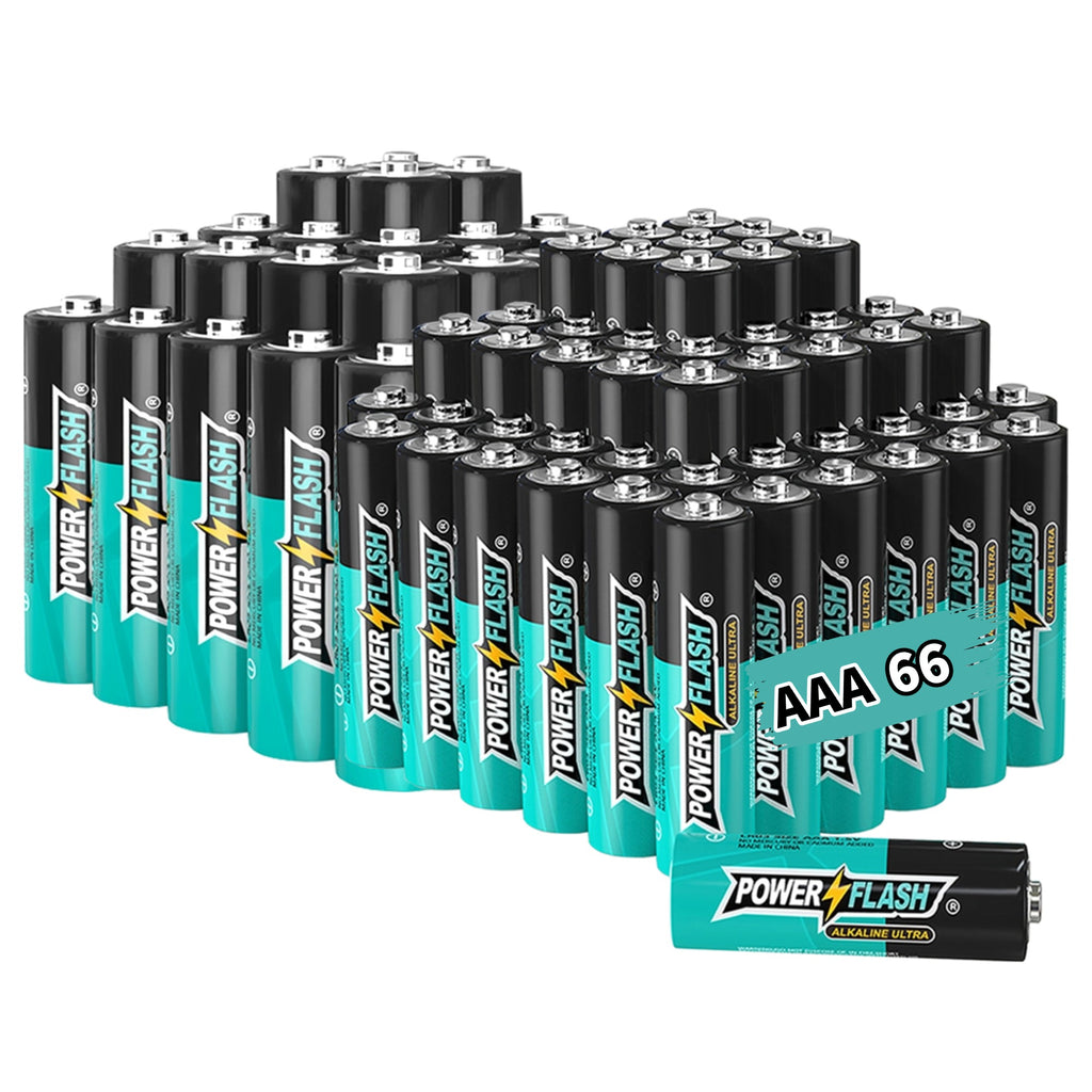 Power Flash AAA Alkaline Batteries (66-Pack), 1.5V Long-Lasting Triple A Batteries