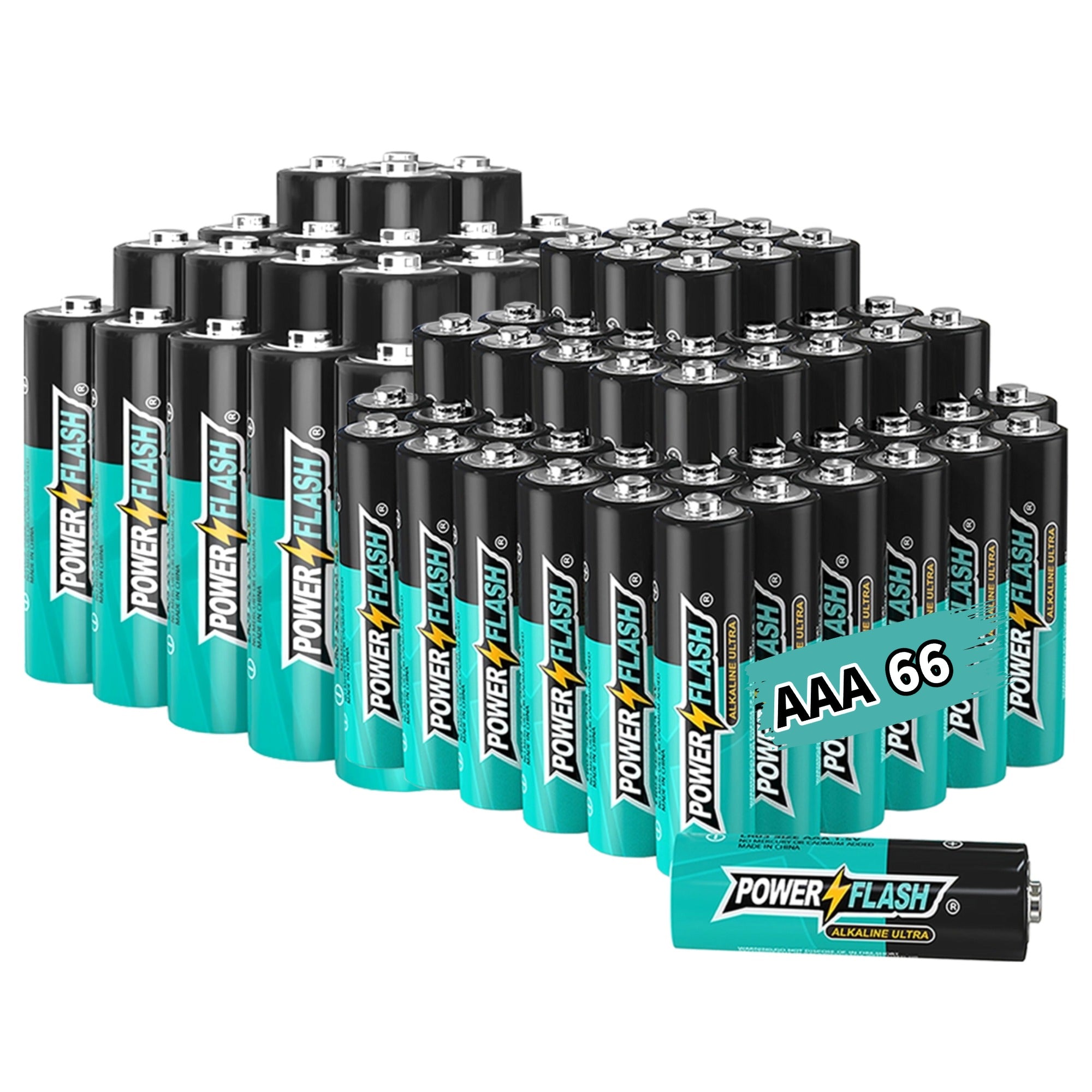 Power Flash AAA Alkaline Batteries (66-Pack), 1.5V Long-Lasting Triple A Batteries