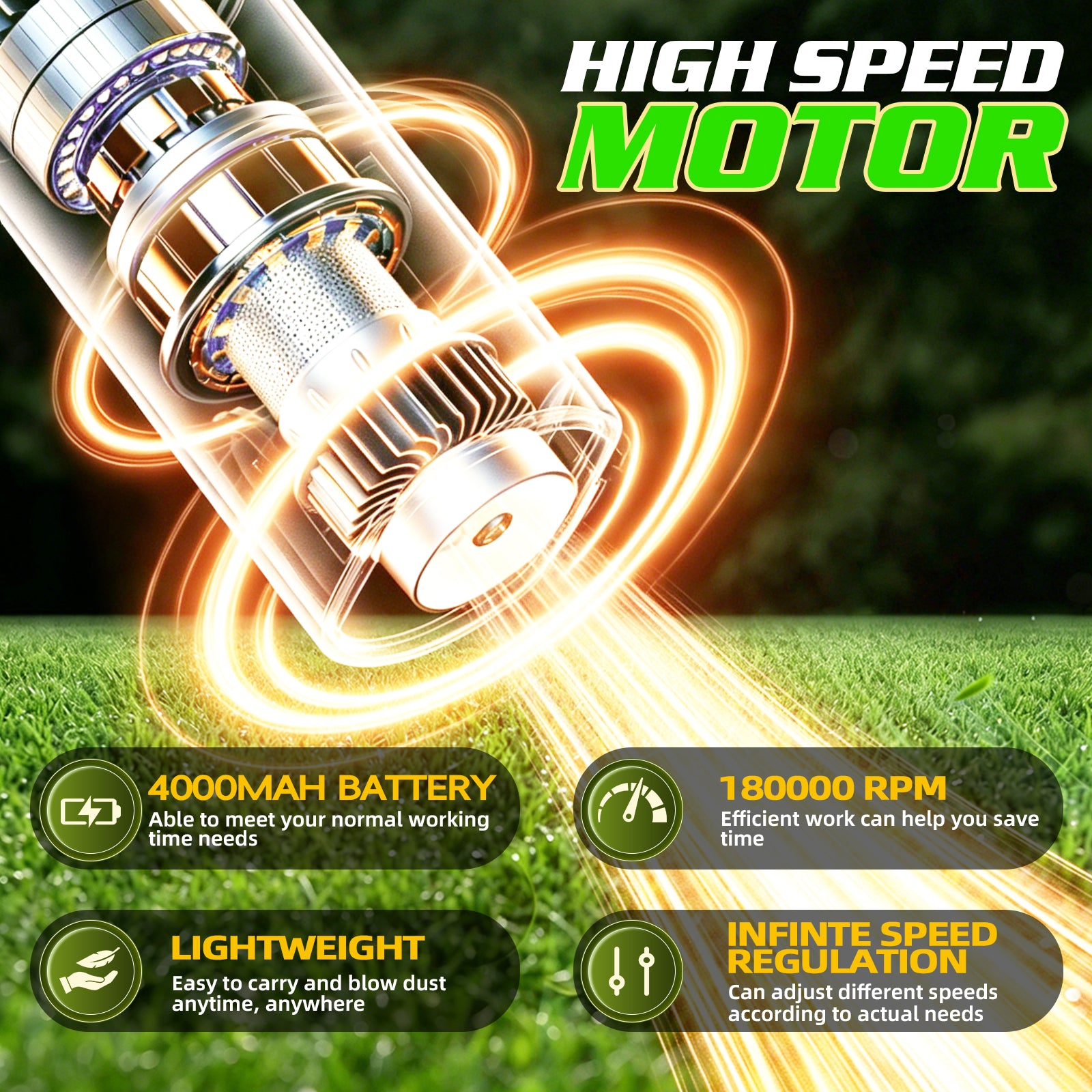 Cordless Handheld Leaf Blower – Clean Your Yard at Walking Speed with High-Power Wind